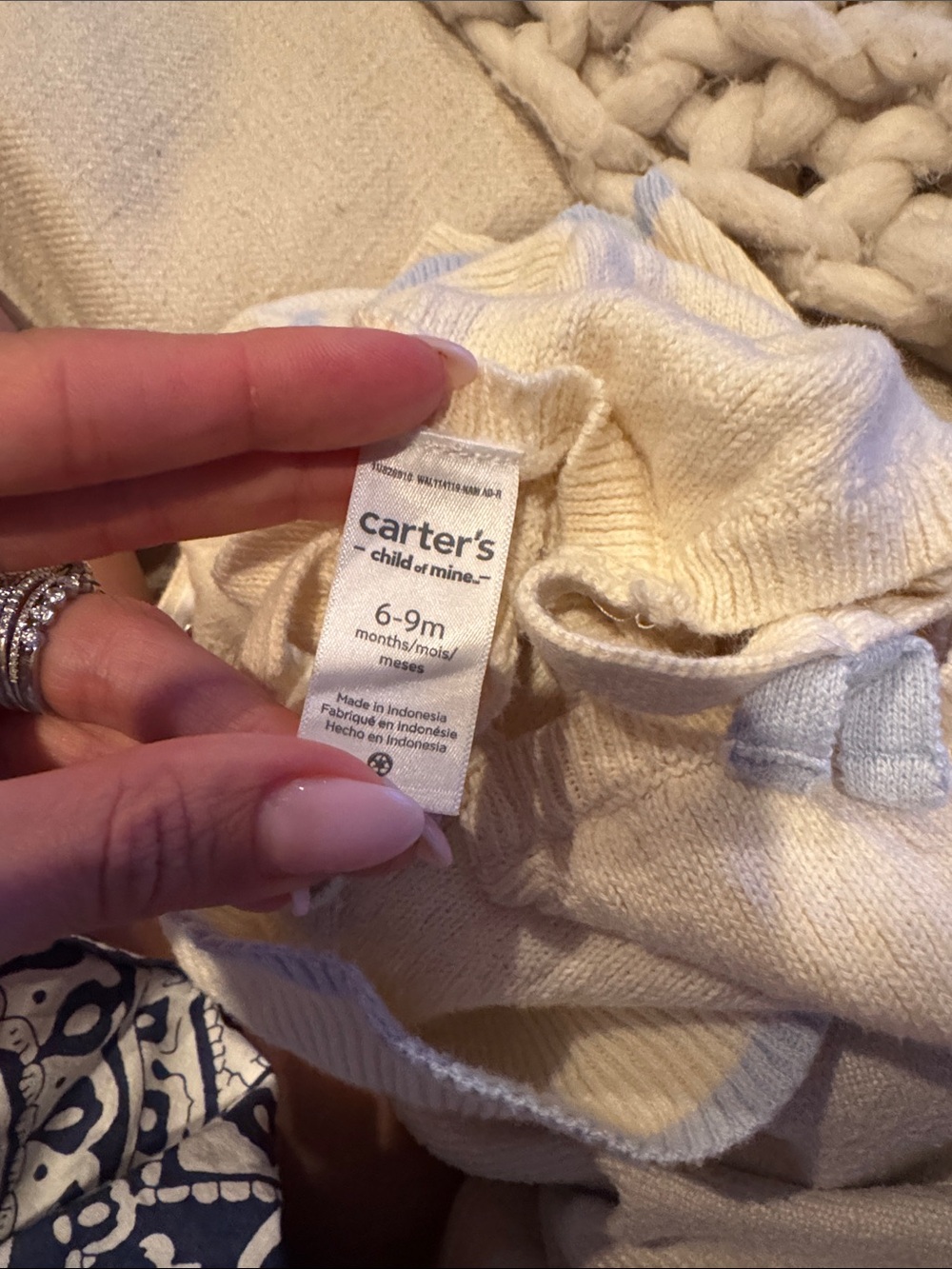 Carter's Cream Knit Ruffle One-Piece - Picture 6 of 6
